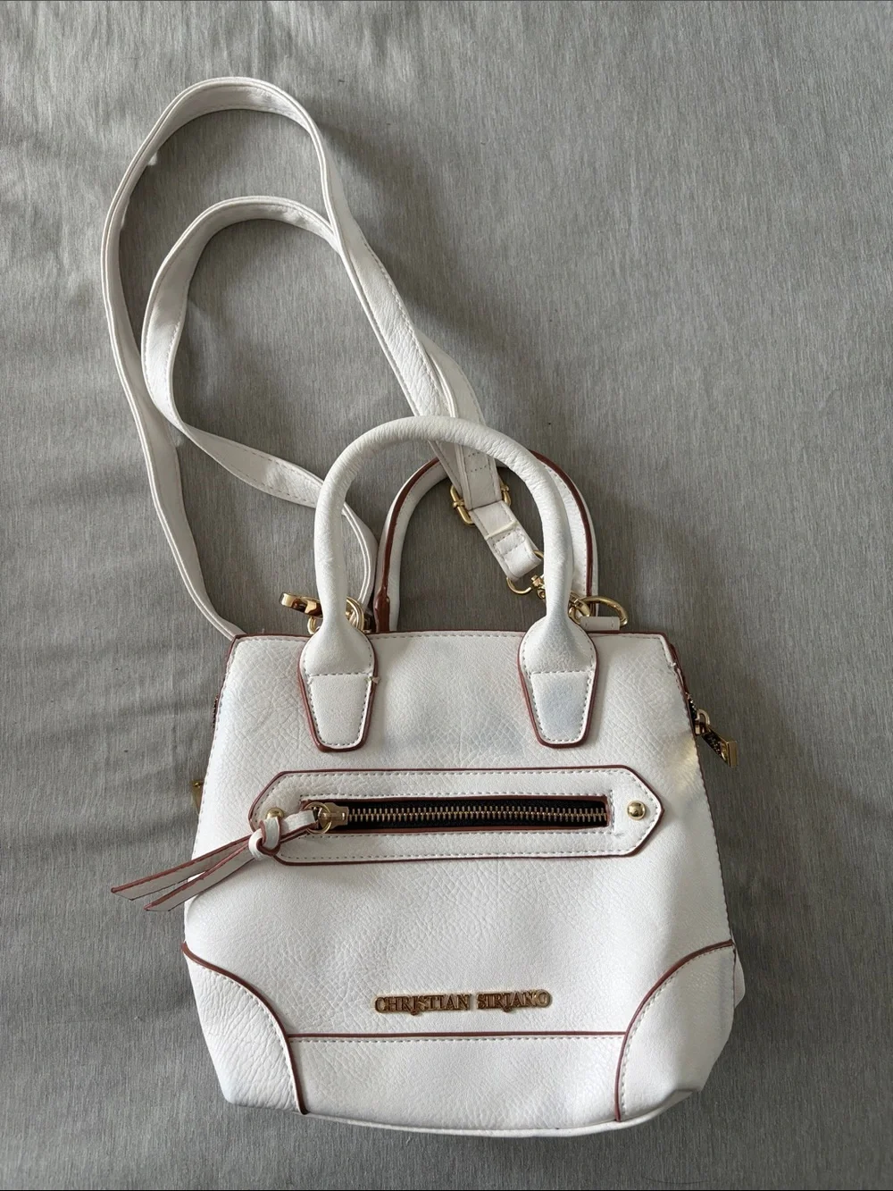 Christian Siriano White Crossbody Satchel with Gold Hardware
